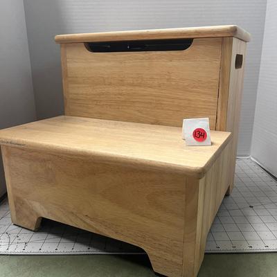 Wooden Step Stool with Storage Compartment - 13.75 x 14.125 x 13