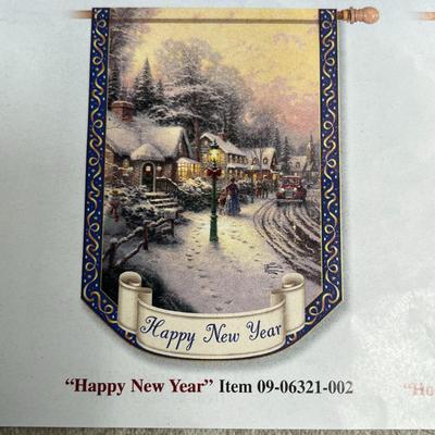 Thomas Kinkade - Year of Glad Tidings - Flag Collection - 'Happy New Year' Flag. 28x40