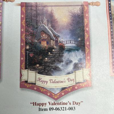 Thomas Kinkade - Year of Glad Tidings - Flag Collection - 'Happy Valentine's Day' Flag. 28x40