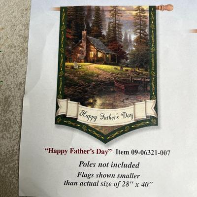 Thomas Kinkade - Year of Glad Tidings - Flag Collection - 'Happy Father's Day' Flag. 28x40