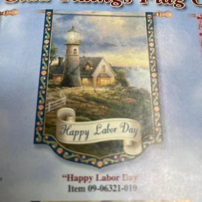Thomas Kinkade - Year of Glad Tidings - Flag Collection - 'Happy Labor Day' Flag. 28x40