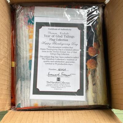 Thomas Kinkade - Year of Glad Tidings - Flag Collection - 'Happy Thanksgiving' Flag. 28x40