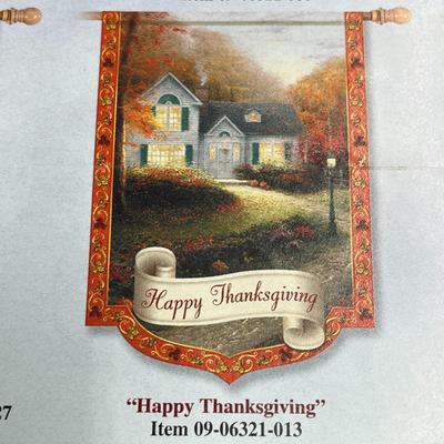 Thomas Kinkade - Year of Glad Tidings - Flag Collection - 'Happy Thanksgiving' Flag. 28x40