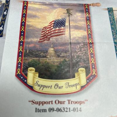 Thomas Kinkade - Year of Glad Tidings - Flag Collection - 'Support our Troops' Flag. 28x40