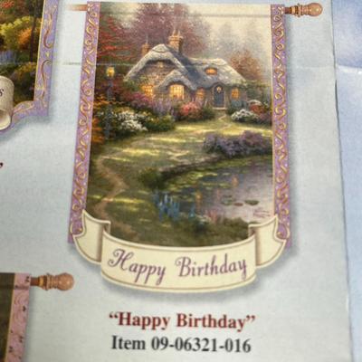 Thomas Kinkade - Year of Glad Tidings - Flag Collection - 'Happy Birthday' Flag. 28x40