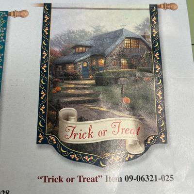 Thomas Kinkade - Year of Glad Tidings - Flag Collection - 'Trick or Treat' Flag. 28x40