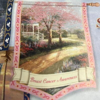 Thomas Kinkade - Year of Glad Tidings - Flag Collection - 'Breast Cancer Awareness' Flag. 28x40