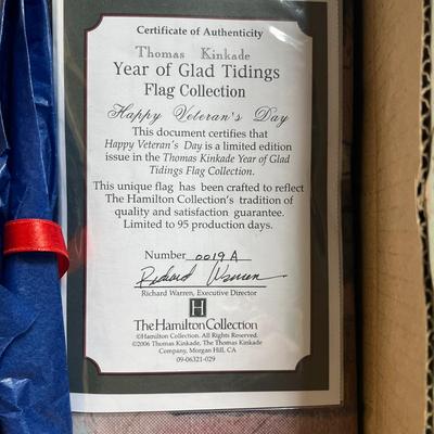 Thomas Kinkade - Year of Glad Tidings - Flag Collection - 'Happy Veteran's Day' Flag. 28x40