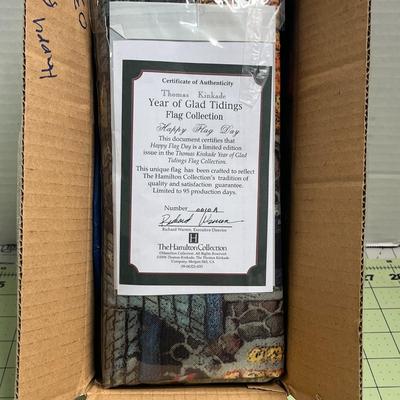 Thomas Kinkade - Year of Glad Tidings - Flag Collection - 'Happy Flag Day' Flag. 28x40