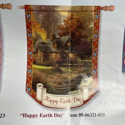 Thomas Kinkade - Year of Glad Tidings - Flag Collection - 'Happy Earth Day' Flag. 28x40