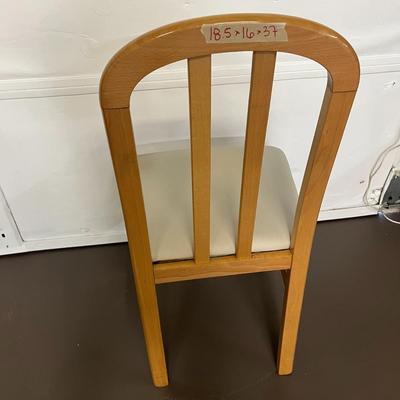 Wooden Table Chair with tan upholstered seat (1 piece) - 18x16x37
