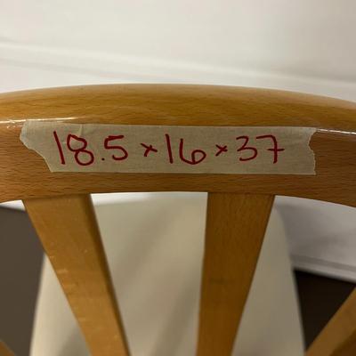 Wooden Table Chair with tan upholstered seat (1 piece) - 18x16x37
