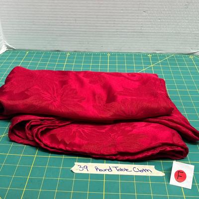 Red Silky Round Floral Tablecloth - 39inches 