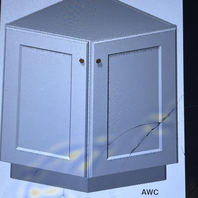 Unfinished White Shaker Corner Lower Cabinet - Base End - 24w x 24d x 34.5h