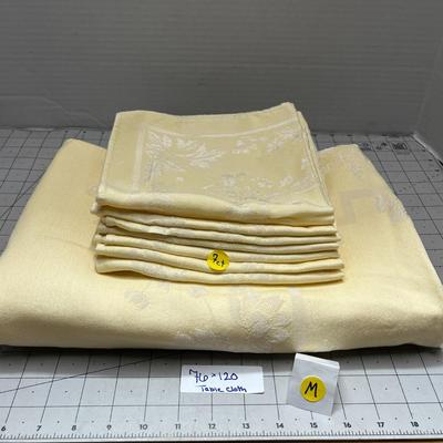 Yellow Tablecloth - 76x120 with Matching Napkins - 7 count!