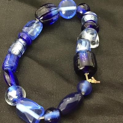 Cobalt Blue Vintage Glass Beaded Bracelet
