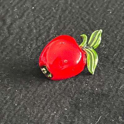 Small gold toned red apple pin