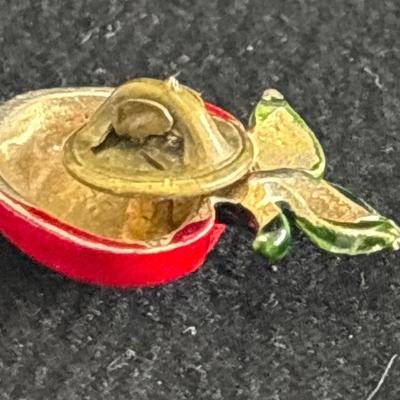 Small gold toned red apple pin