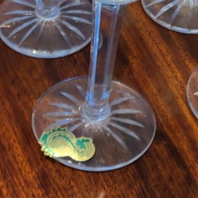 6 WATERFORD STEMMED GLASSES AND A LARGE GLASS BOWL
