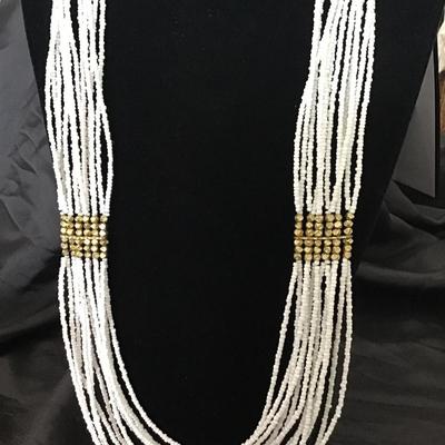 Multi Strand White SeedBead Necklace