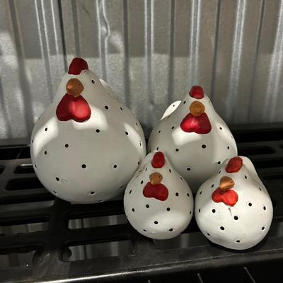 Family of Pottery Chickens