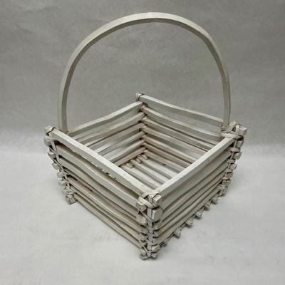 White Rustic Wood Basket