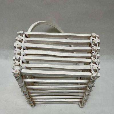 White Rustic Wood Basket