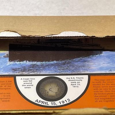 Vintage S.S. Titanic a Ship to Remember Commemorative Framed Display W/ 1912 Barber Half Dollar as Pictured.