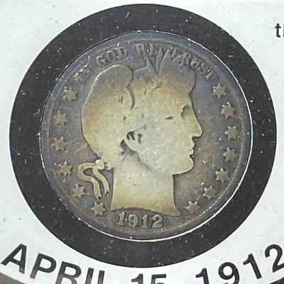 Vintage S.S. Titanic a Ship to Remember Commemorative Framed Display W/ 1912 Barber Half Dollar as Pictured.