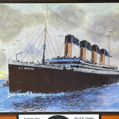 Vintage S.S. Titanic a Ship to Remember Commemorative Framed Display W/ 1912 Barber Half Dollar as Pictured.