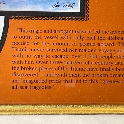 Vintage S.S. Titanic a Ship to Remember Commemorative Framed Display W/ 1912 Barber Half Dollar as Pictured.