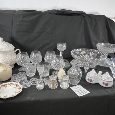 Cut lead cystal bowls, glasses