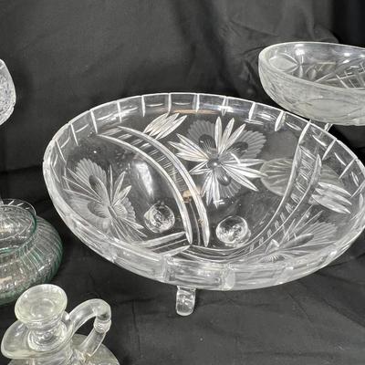 Cut lead cystal bowls, glasses