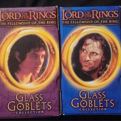 2001 Lord of the Rings Glass Goblets Complete Set of 4 by Burger King NIB as Pictured.