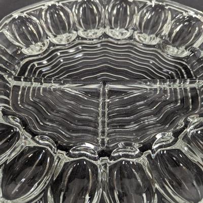 Clear Glass Deviled Egg & Divided Relish Plate