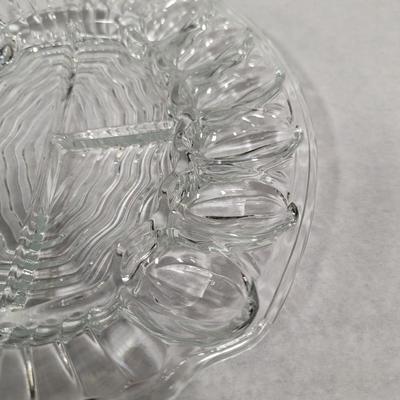 Clear Glass Deviled Egg & Divided Relish Plate