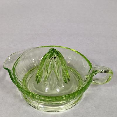 Vintage Green Depression Glass Uranium Citrus Juicer