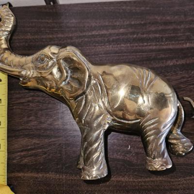 8 inch Tall Brass Elephant with 3 inch small elephant