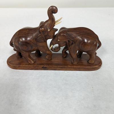 Vintage Carved Wooden Elephant Statue