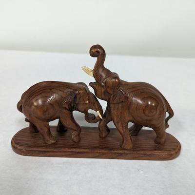 Vintage Carved Wooden Elephant Statue