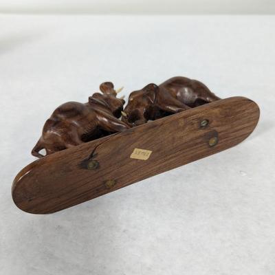 Vintage Carved Wooden Elephant Statue