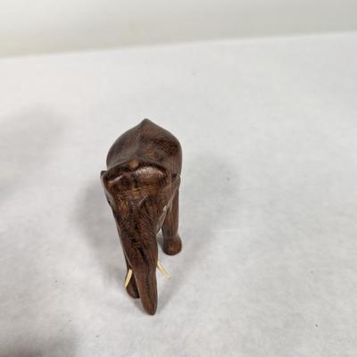 Vintage Carved Wooden Elephant Figures