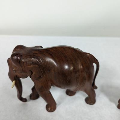 Vintage Carved Wooden Elephant Figures