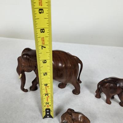 Vintage Carved Wooden Elephant Figures