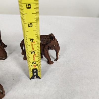 Vintage Carved Wooden Elephant Figures
