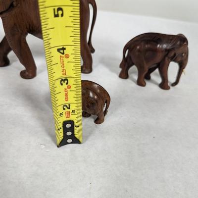 Vintage Carved Wooden Elephant Figures