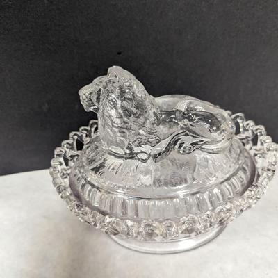 Vintage Imperial Glass Lion Covered Dish