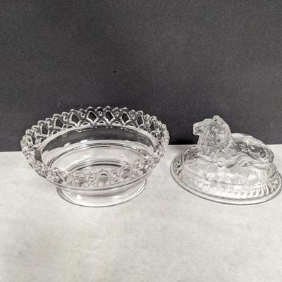 Vintage Imperial Glass Lion Covered Dish
