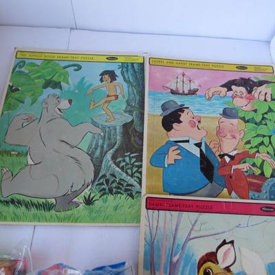 Lot of 3 Vintage Tray Puzzles and McDonalds TY and Other Toys