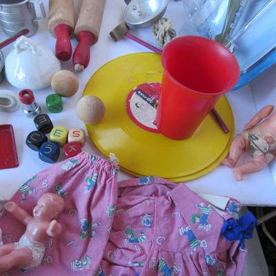 Large Lot of Kids Toys and Dolls, Thermos, Cup, More